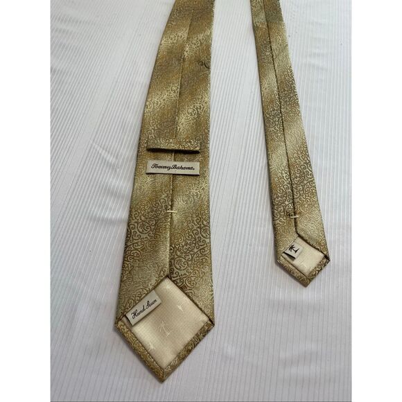 Tommy Bahama Gold Silk Paisley Palm Necktie Tie - Picture 4 of 6